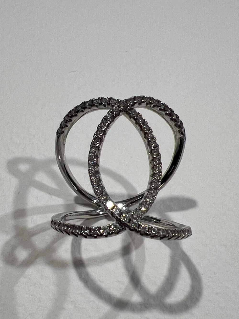 Sterling Silver Interlocking Crystal Ring - Women Jewelry